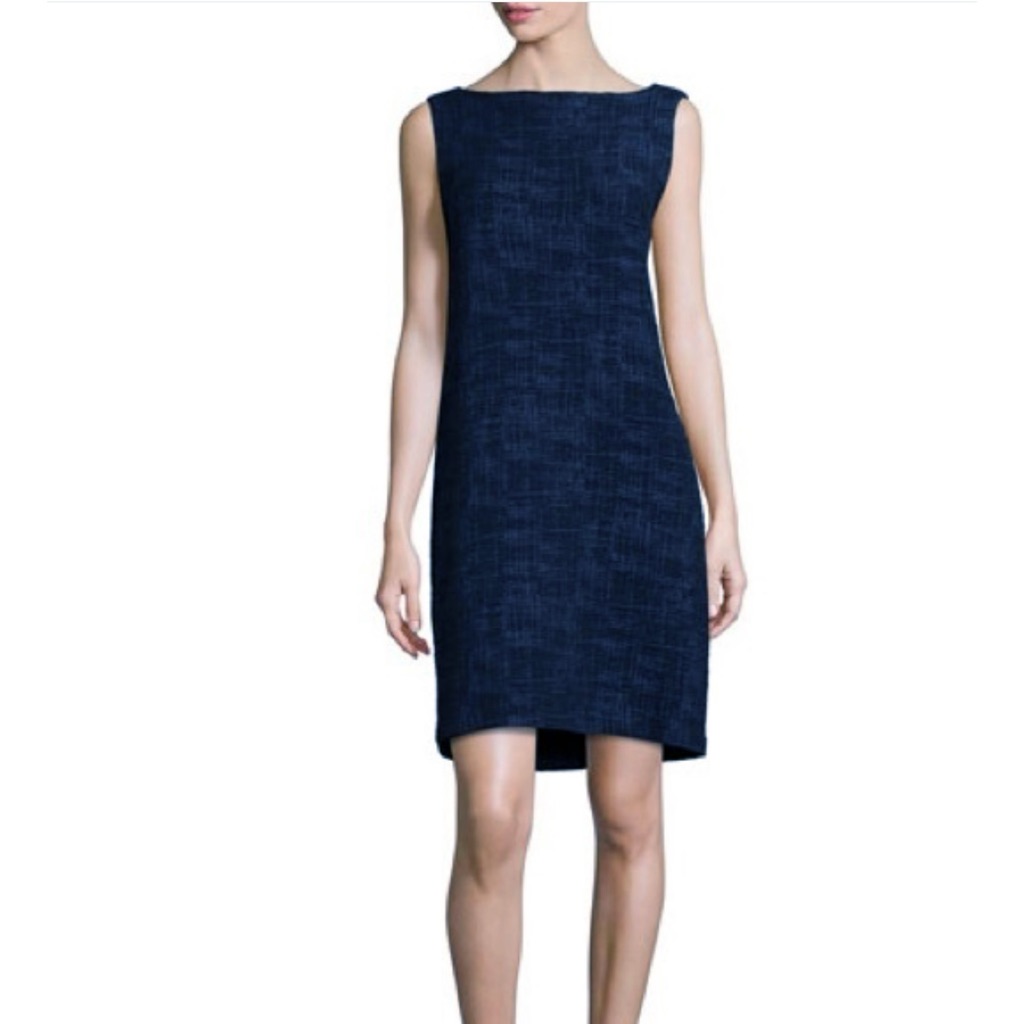 Eileen Fisher Organic Cotton Sheath Dress In Midnight Size Xxs Petite (Runs Big)